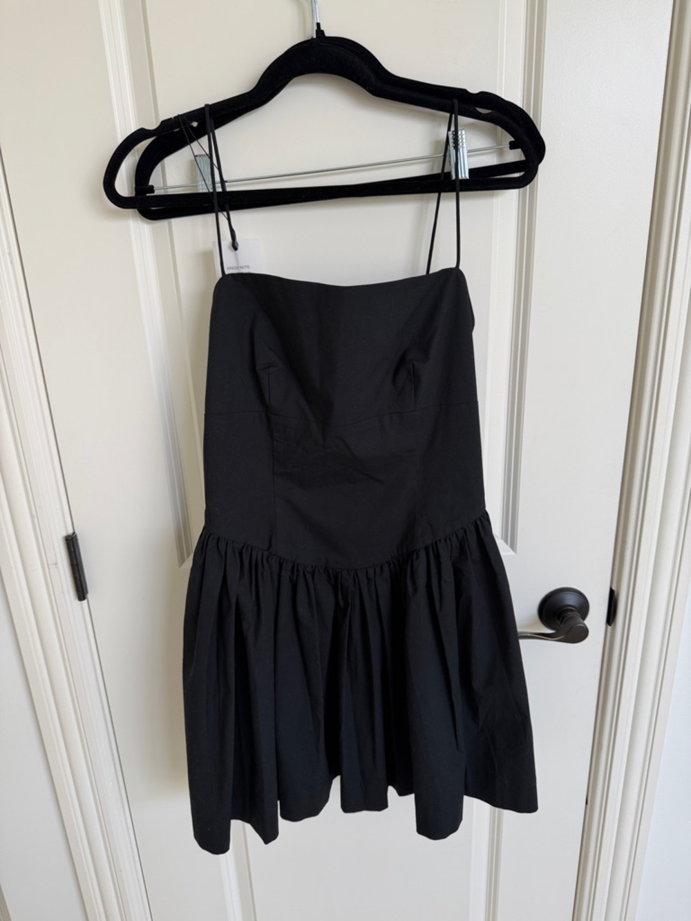 L'Academie Black Strapless Drop-Waist Mini Dress